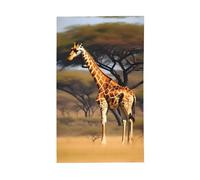 Drapeau imprimé girafe d'Afrique, arbre majestueux 1,5 x 0,9 m, drapeau décoratif unilatéral pour la journée nationale de la culture en plein air