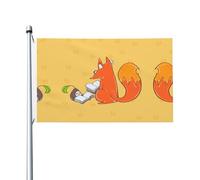 Drapeau imprimé graines de tournesol et renards (91,4 x 152,4 cm) - Idéal pour le jardin, la cour et les décorations de vacances