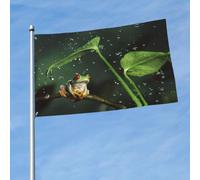 Drapeau imprimé grenouille arbre de la paix 0,9 x 1,5 m avec œillets en laiton, tissu à séchage rapide, pour cour, balcon, porche, fête