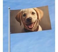 Drapeau imprimé labrador mignon de 1,5 x 0,9 m, drapeau décoratif sur un seul côté, accroché dans la pelouse intérieure et extérieure balcons