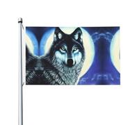 Drapeau imprimé loup sous la lune (91,4 x 152,4 cm) - Idéal pour le jardin, la cour et les décorations de vacances