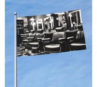 Drapeau imprimé monochrome de style barbier de 1,5 x 0,9 m, drapeau décoratif simple face, accroché sur les balcons de pelouse d'intérieur et d'extérieur