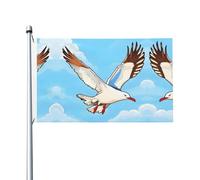 Drapeau imprimé mouettes volantes pour l'extérieur (91,4 x 152,4 cm) - Idéal pour décoration de jardin, cour et vacances