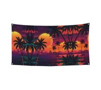 Drapeau imprimé néon exagéré crépuscule - 177,8 x 88,9 cm - Bannière de fête de vacances de Noël - 180 x 90 cm