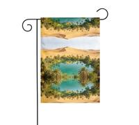 Drapeau imprimé Oasis du désert pour l'extérieur 30 x 45 cm Drapeau de | Drapeau de jardin double face pour Thanksgiving, Halloween, Noël
