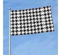 Drapeau imprimé pied-de-poule noir de 0,9 x 1,5 m avec œillets en laiton, tissu à séchage rapide, pour cour, balcon, porche, fête