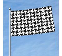 Drapeau imprimé pied-de-poule noir de 0,9 x 1,5 m avec œillets en laiton, tissu à séchage rapide, pour cour, balcon, porche, fête