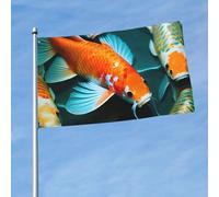 Drapeau imprimé poisson koï HD 1,5 x 0,9 m, drapeau décoratif simple face, accroché dans la pelouse intérieure et extérieure balcons
