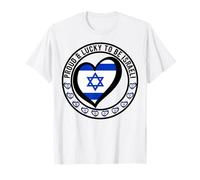 Drapeau imprimé « Proud And Lucky To Be Israeli I Love Israel » T-Shirt