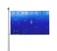Drapeau imprimé requin nageant sous la mer 0,9 x 1,5 m pour décoration de fête avec œillets, convient pour une utilisation en intérieur et en extérieur