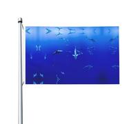 Drapeau imprimé requin nageant sous la mer 0,9 x 1,5 m pour décoration de fête avec œillets, convient pour une utilisation en intérieur et en extérieur