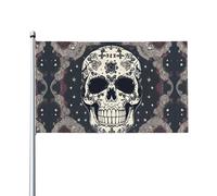 Drapeau imprimé tête de mort et de yoga 1,5 x 0,9 m, drapeau décoratif unilatéral pour la journée nationale de la culture en plein air