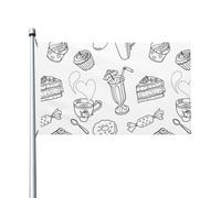 Drapeau imprimé « Thé de l'après-midi noir » 152 cm x 91 cm avec œillets, en polyester double face pour jardin