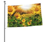 Drapeau imprimé tournesols sous les nuages 61 x 91 cm Drapeau de jardin Festival Maison Extérieur Décoration de Pâques Tissu