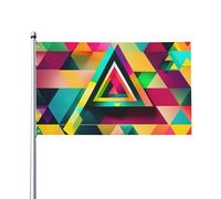 Drapeau imprimé triangulaire coloré sur un seul côté de 0,9 x 1,5 m à suspendre dans la pelouse extérieure et intérieure balcons