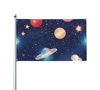 Drapeau imprimé univers ciel étoilé 0,9 x 1,5 m Bannière de vœux décorative pour jardin, cour, décoration de fête intérieure ou extérieure
