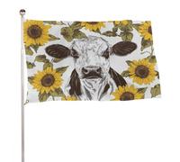 Drapeau imprimé vache avec tournesols, 9,1 x 1,5 m, bannière de décoration pour cour, porche, pelouse, ferme