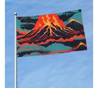 Drapeau imprimé volcan 1,5 x 0,9 m, drapeau décoratif simple face, accroché dans les balcons de pelouse d'intérieur et d'extérieur
