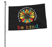 Drapeau « In A World Where You Can Be Anything Be Kind » - 61 x 90 cm - Pour intérieur et extérieur - Avec œillets - Pour jardin et cour