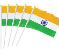 Drapeau Inde, 50Pcs Petit Drapeau Indien, Flag National Tenu à la Main Décorations de Fête pour les Événements Sportifs de la Coupe du Monde, 14 * 21cm