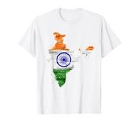 Drapeau Indien avec Inscription « I Love India », Aquarelle rétro T-Shirt