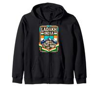 Drapeau Indien du Ladakh Monastère Himalaya Montagnes Vintage Art Sweat à Capuche