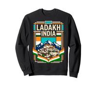 Drapeau Indien du Ladakh Monastère Himalaya Montagnes Vintage Art Sweatshirt