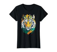 Drapeau Indien Tigre Tricolore Patriotique Indien Pride National T-Shirt Graphique avec Valeur