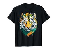Drapeau Indien Tigre Tricolore Patriotique Indien Pride National T-Shirt Graphique avec Valeur