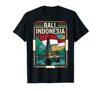 Drapeau indonésien de Bali - Temple - Paysage - Vintage - Voyage T-Shirt