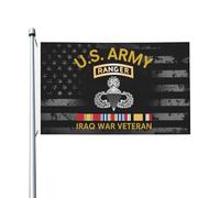 Drapeau Insigne de l'armée américaine avec ailes de Drapeaux 90X150cm | Renforcé Bannière Extérieure avec œillets Drapeau pour Fête Balcon Maison parachutiste, vétéran de la guerre d'Irak
