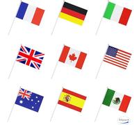 Drapeau international du monde 50 pays à bâton, petits drapeaux nationaux sur bâton, décorations de fête pour défilés, olympiques, coupe du monde, bar, événements sportifs scolaires, festivals