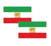 Drapeau Iran avec lion et soleil, 120 x 180 cm Drapeau du Lion royal iranien Ancien drapeau de la Perse Iran de style Pahlavi avec œillets en laiton pour décoration intérieure de jardin (2 pièces)