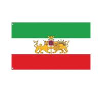 Drapeau Iran avec lion et soleil, 3 x 5 pieds Drapeau du Lion royal iranien Ancien drapeau de la Perse de style Pahlavi avec œillets en laiton pour jardin décoration intérieure (B)