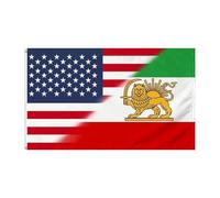Drapeau Iran avec lion et soleil, 3 x 5 pieds Drapeau du Lion royal iranien Ancien drapeau de la Perse de style Pahlavi avec œillets en laiton pour jardin décoration intérieure (C)