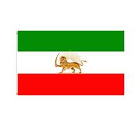 Drapeau Iran avec lion et soleil, 3 x 5 pieds Drapeau du Lion royal iranien Ancien drapeau de la Perse de style Pahlavi avec œillets en laiton pour jardin décoration intérieure (A)