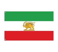 Drapeau Iran avec lion et soleil, 90 x 150 cm Ancien drapeau du Lion royal iranien ancien drapeau de la Perse de style Pahlavi avec œillets en laiton pour jardin, intérieur et extérieur (B)