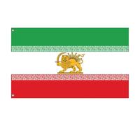 Drapeau Iran avec lion et soleil, 90 x 150 cm Ancien drapeau du Lion royal iranien ancien drapeau de la Perse de style Pahlavi avec œillets en laiton pour jardin, intérieur et extérieur (D)