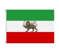 Drapeau Iran avec lion et soleil, 90 x 150 cm Ancien drapeau du Lion royal iranien ancien drapeau de la Perse de style Pahlavi avec œillets en laiton pour jardin, intérieur et extérieur (C)