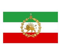 Drapeau Iran avec lion, soleil et couronne 90 x 150 cm - Drapeau historique de la Perse Pahlavi - Polyester 150D, imprimé double face, résistant aux intempéries et aux UV, double couture (Royal)