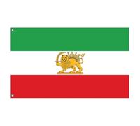 Drapeau Iran Lion, Ensemble de Drapeaux Iraniens de 0,9 x 1,5 m, Drapeau Iranien Historique avec Couronne de Soleil de Lion, pour Terrasse, Jardin (E)