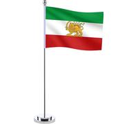 Drapeau Iran Lion Historique, 14×21 Cm / 30 Cm, Avec Support Et Pied, DéCoration Bureau, Cadeau Culturel Pour Amateurs D'Histoire Perse (1)