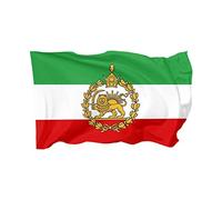Drapeau iranien ancien historique de l'Iran avec couronne de soleil lion 90 x 150 cm et anciens drapeaux iraniens avec 2 œillets en laiton, double couture durable et polyester