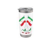 Drapeau iranien croisé avec inscription persane Gobelet isotherme en acier inoxydable double paroi