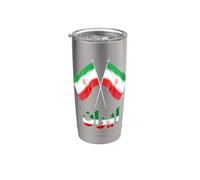 Drapeau iranien croisé avec inscription persane Gobelet isotherme en acier inoxydable double paroi