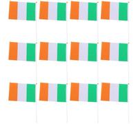 Drapeau Irlandais à Main Mini Tige, Lot de 20 Pièces | Polyester et Plastique, Usage Multi-emploi, pour Grands Openings et Clubs Sportifs
