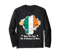 Drapeau Irlandais avec Super-héros « Have No Fear The Irishman is Here » Manche Longue