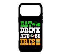 Drapeau Irlandais « Eat Drink and Be » avec trèfle pour la Saint-Patrick Coque pour iPhone 17 Pro Max