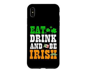 Drapeau Irlandais « Eat Drink and Be » avec trèfle pour la Saint-Patrick Coque pour iPhone XS Max