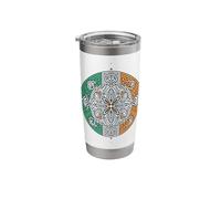 Drapeau Irlandais Mandala Fleur Eire Saint Patrick Gobelet isotherme en acier inoxydable double paroi